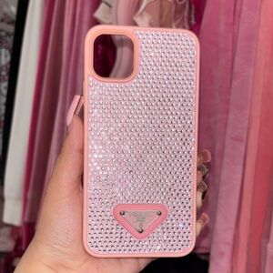Prada Pink and Silver Crystal Phone Case